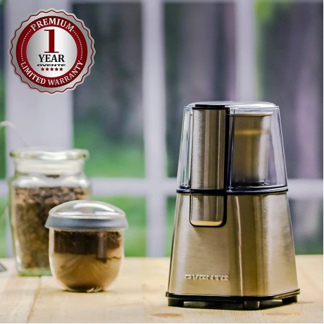 Ovente Electric Coffee & Tea Grinder Mill 2.1 Ounce Fresh Grind with 2 Blade Stainless Steel Grinding Bowl Fast Grinding with 200 Watt Powered Motor Perfect for Beans Spices Nuts Silver CG620S B077GDDFKP