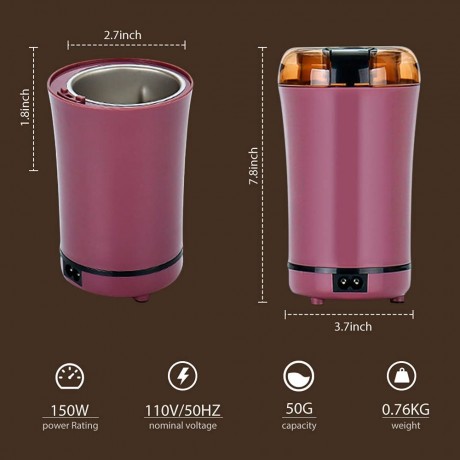 RRH Coffee Grinder Electric Spice Grinder Portable One-Touch Control Grinder with Stainless Steel Blade for Coffee Bean Dry Herb Spices, Purple B08YNJQH8W