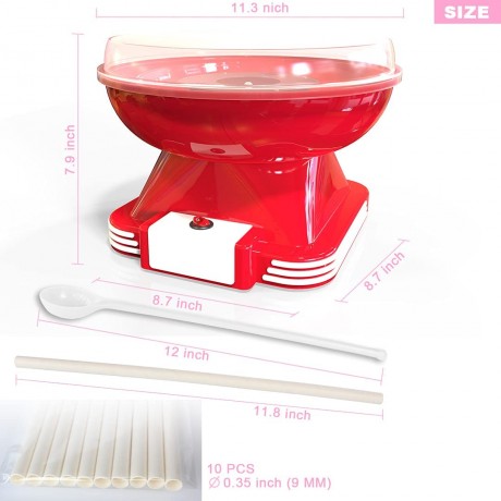 Benelet Premium Cotton Candy Machine,Cotton Candy Maker,Works With Hard Candy,Sugar Free Candy Sugar Floss Kids' Homemade Sweets for Birthday Parties,1Sugar Scooper,10 Paper Sticks Red B08SGFX4JY