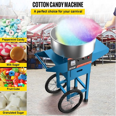 VBENLEM Cotton Candy Machine with Cart Commercial Floss Maker Perfect for Family and Various Party 19.7 Inch Blue B07XB44QTP