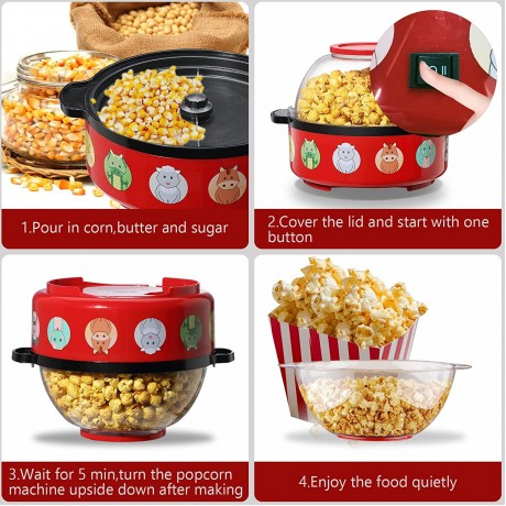 Homeleader Popcorn Machine 6 Quart Popcorn Popper Stir Crazy Electric Hot Oil Popcorn Popper Machine Offers Large Lid for Serving Bowl and Convenient Storage For Home Movie Night or Party B09GVPMBNG