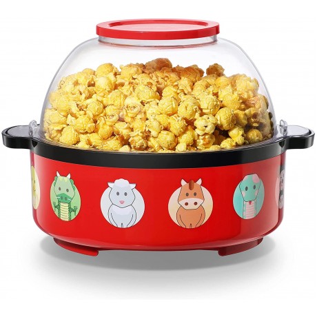 Homeleader Popcorn Machine 6 Quart Popcorn Popper Stir Crazy Electric Hot Oil Popcorn Popper Machine Offers Large Lid for Serving Bowl and Convenient Storage For Home Movie Night or Party B09GVPMBNG