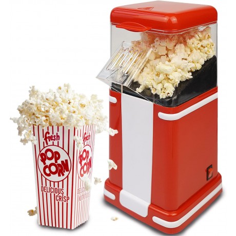 Popcorn Machine Hot Air Popper Popcorn Maker Retro Home 1200W,98%Explosion Rate Healthy No Oil,2-3 Minutes Fast Popcorn maker for Home Party B09TSG3W29