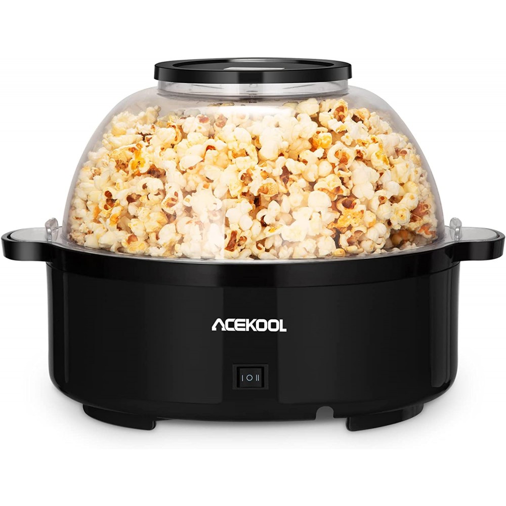 Upgraded ACEKOOL Popcorn Maker Multifunctional Popcorn Popper Machine with Nonstick Plate & Stirring Rod Stir Crazy Popcorn Popper with Large Lid for Serving Bowl and Two Measuring Spoons B09SB4GD4N