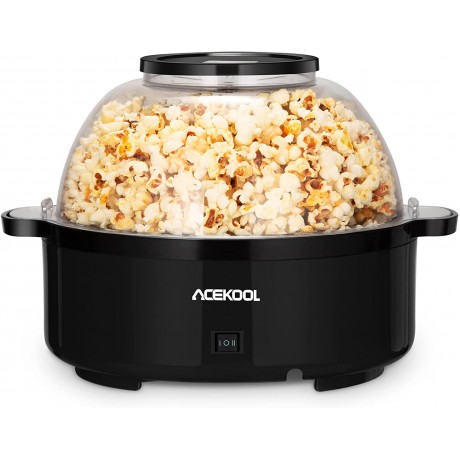 Upgraded ACEKOOL Popcorn Maker Multifunctional Popcorn Popper Machine with Nonstick Plate & Stirring Rod Stir Crazy Popcorn Popper with Large Lid for Serving Bowl and Two Measuring Spoons B09SB4GD4N