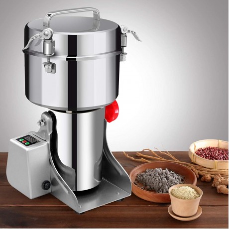 BI-DTOOL 1000g Electric Grain Mill Grinder 304 Stainless Steel Pulverizer Grinding Machine Commercial Corn Mill for Kitchen Herb Spice Coffee with LCD Digital Display B07W7PK7V6