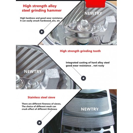 NEWTRY DF-20 Commercial Electric Automatic continuous feeding Hammer Mill Herb Superfine Grinder Grain Pulverizer Food Lapping machine for Coffee Spice materials Pearl 20KG H 110V B077TSXC3C