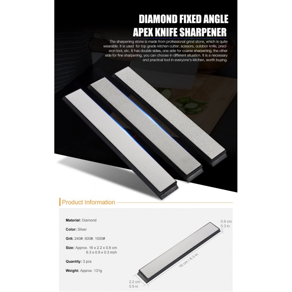 3Pcs Set Of Professional Knife Sharpener Angle Diamond Sharpening Stone Grinder Stones Whetstone System For Knives Kitchen Knife B07FN9JGVQ