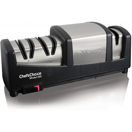 Chef’sChoice 290 Knife Sharpeners AngleSelect Hybrid 15 and 20-Degree Diamond Hone 3-Stage Black B00DR90G3W