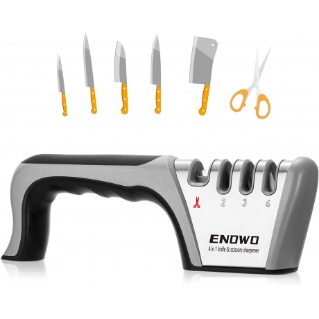 enowo Premium Knife Sharpeners,4 Stage Kitchen Knives Sharpener Helps Repair,Restore & Polish Straight-Edge Dull Knives & Sharpen Scissors Quickly and Safely,Easy to Use Blade Sharpener B093KM6VV8