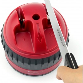Safest Knife Sharpener One-Hand-Done-Sharpening Non Slip with Suction Cup Premium Knife Sharpen Tool for Straight Smooth Blades Knives Quick and Easy Kitchen Manual Sharpening for Razor Sharp,Red B08886PHG8