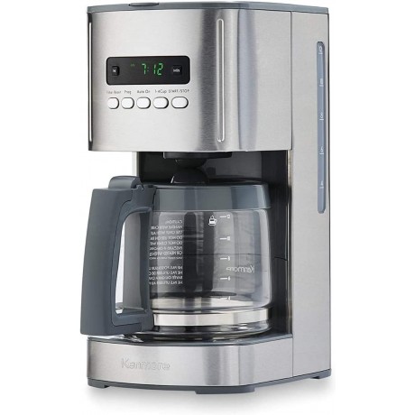 Kenmore Aroma Control Programmable 12-cup Coffee Maker Stainless Steel with Glass Carafe LCD Display Reusable Cone Filter and Charcoal Water Filter B075BDVPSH