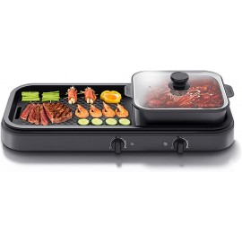 LXDZXY 2 in 1 Portable Electric Hot Pot Grill Portable Non-Stick Electric Barbecue Stove Multifunctional BBQ Hot Pot Double Pot Separation Hot Pot Grill Pan Black B09N74YH93