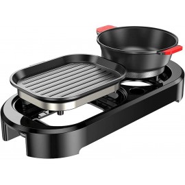 LXDZXY Pots,2 in 1 Portable Electric Hot Pot Grill Large Capacity Multifunctional Non-Stick Portable Electric Barbecue Stove Multi-Function Separation Hot Pot Grill Pan,Double Pot Single Pot B09N73HCXW
