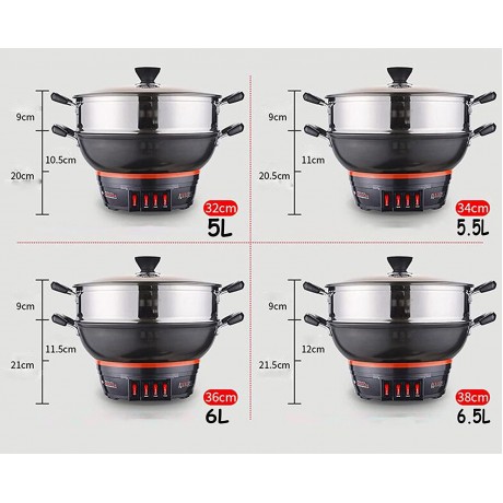 Thickened cast iron pot electric cooker commercial multi-function electric cooker household electric rice cooker multi-purpose electric wok frying cooking pan non-stick coating electric cooker easy t B096ZX83NY