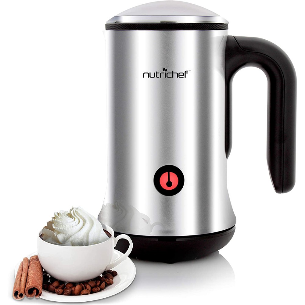 Electric Milk Warmer and Frother 2-in-1 Automatic Hot or Cold Milk Steamer Heater Foamer Blender Froth Foam Maker for Latte Cappuccino Coffee Drink Silver Stainless Steel NutriChef B07MTXT7HH