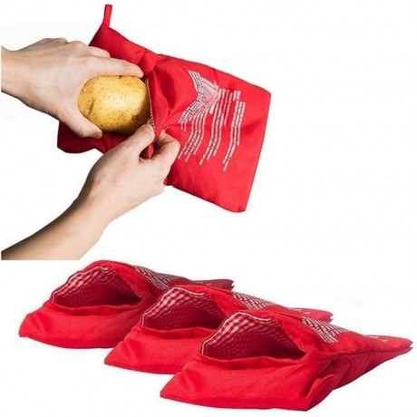 4 Pcs Red Potato Microwave Pouch Reusable Cooker Bag Cooker for Potatoes Corn Cobs Yams Just in 4 Minutes Red 10 inch x 8 inch B08MX16CJX