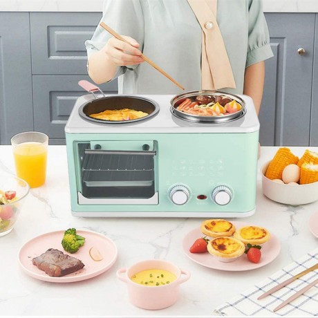KYC Home Breakfast Machine Multifunctional Four-in-one Small Oven Sandwich Maker a Breakfast Machine Includes Frying pan Oven Boiling Pot Steamer, B08F7VSTS8