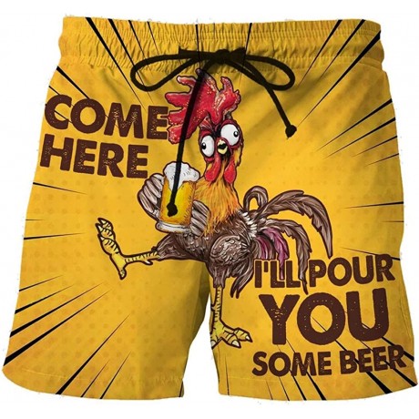 Mens Casual Shorts Summer Cock Printed Holiday Beachwear Shorts Pants Elastic Waist with Drawstring Pockets by Chaofanjiancai B08CZQ5ZCQ
