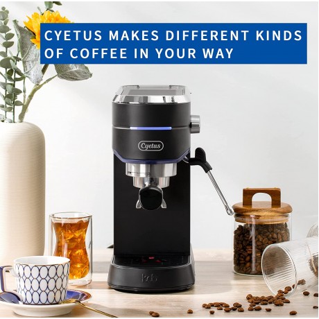 CYETUS Espresso Machine for Home Barista CYK7602 Milk Steam Frother Wand for Espresso Cappuccino and Latte Black B09JNQ55B9