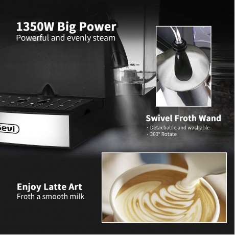 Gevi Espresso Machines 15 Bar Fast Heating Cappuccino Coffee Maker with Foaming Milk Frother Wand for Espresso Latte Machiato 1.25L Removable Water Tank Double Temperature Control System 1350W B09QQG6G6R