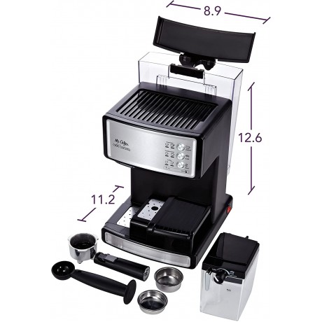 Mr. Coffee Espresso and Cappuccino Machine Programmable Coffee Maker with Automatic Milk Frother and 15-Bar Pump Stainless Steel B007K9OIMU
