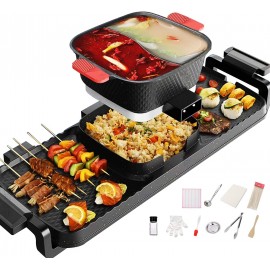 KECOP Electric Smokeless Hot Pot Grill Indoor Barbecue 2200W 3 in 1 Large Capacity 5 Speed Fire Adjustment Multi functional Non-Stick Shabu Shabu Hot Pot Electric Pot B08HQCVKRY