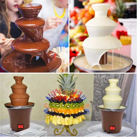 Chocolate Fountain 3 Tiers Electric Melting Machine Chocolate Fondue Fountain with 6pcs Forks ,Stainless Steel Cascading Mini Hot Chocolate Fondue Pot Fountain Party Fondue Home Party for Nacho Cheese BBQ Sauce Fruit,Ranch Liqueurs B09TVTRJ93