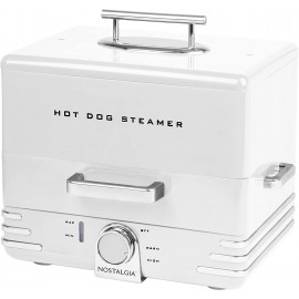 Nostalgia Extra Large Diner-Style Steamer 24 Hot Dogs and 12 Bun Capacity Perfect For Breakfast Sausages Brats Vegetables Fish-White B092DSJVVJ